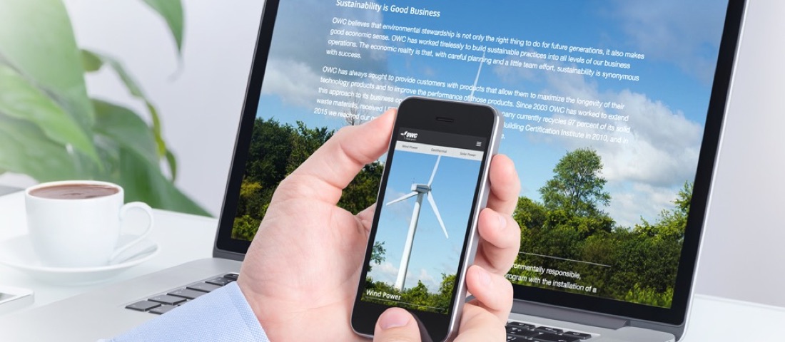 Think Green microsite shown on a laptop and phone